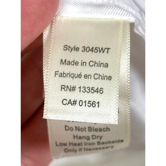 ECRU Womens XL White Sheer Silk Button Up Long Sleeve Work Wear Casual Shirt Top - Picture 6 of 6